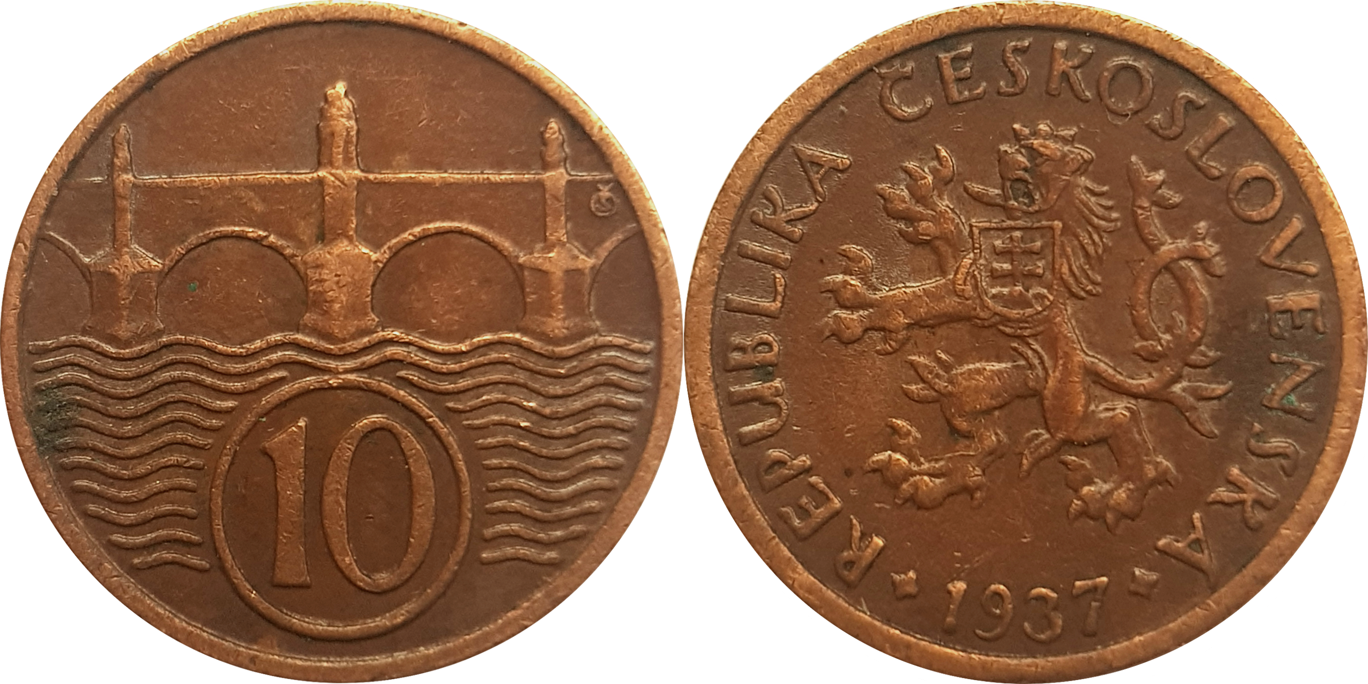 10 Haleru Csk - 1933 Penny (2739x1370), Png Download