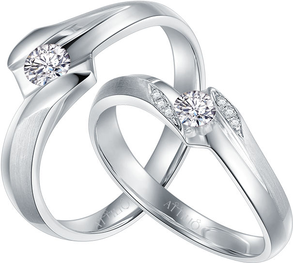 18k White Color Gold Diamond Couple Ring - Ring (800x800), Png Download