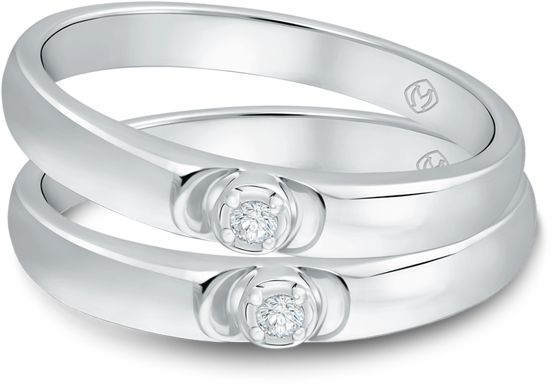A Pair Of Wedding Rings With @0 - Engagement Ring (1000x1000), Png Download