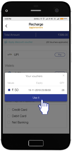 Select The Relevant Voucher And Click On 'use It' - Oppo F9 Pro (249x499), Png Download