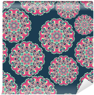Beautiful Blue Seamless Lace Background Vector Wall - Canvas (400x400), Png Download