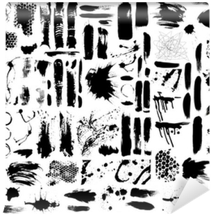 Brush Strokes And Paint Splatters Vector Set Wall Mural - Grunge Elements Vector Free (400x400), Png Download