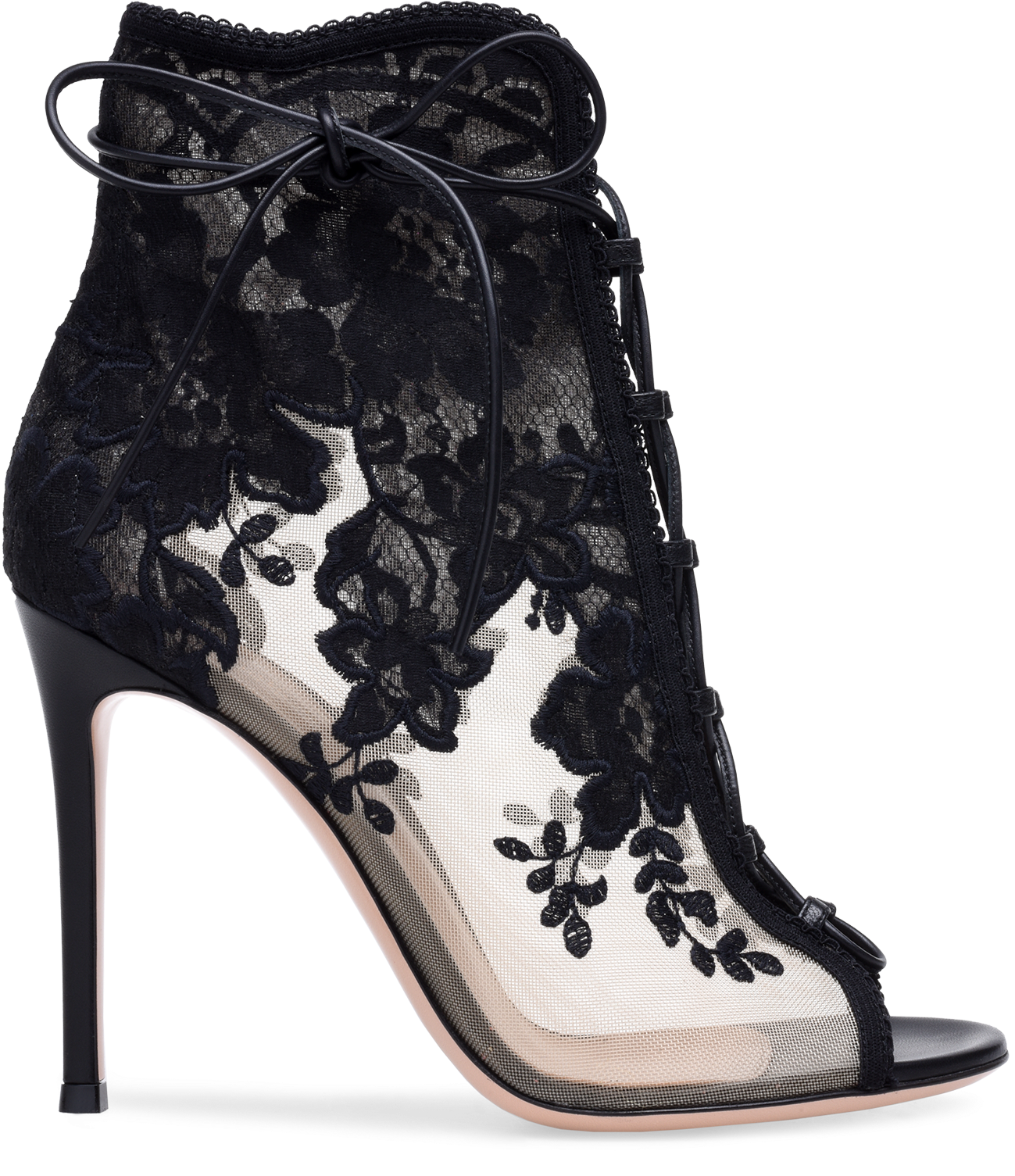 Gianvito Rossi Lace Booties (2000x2000), Png Download