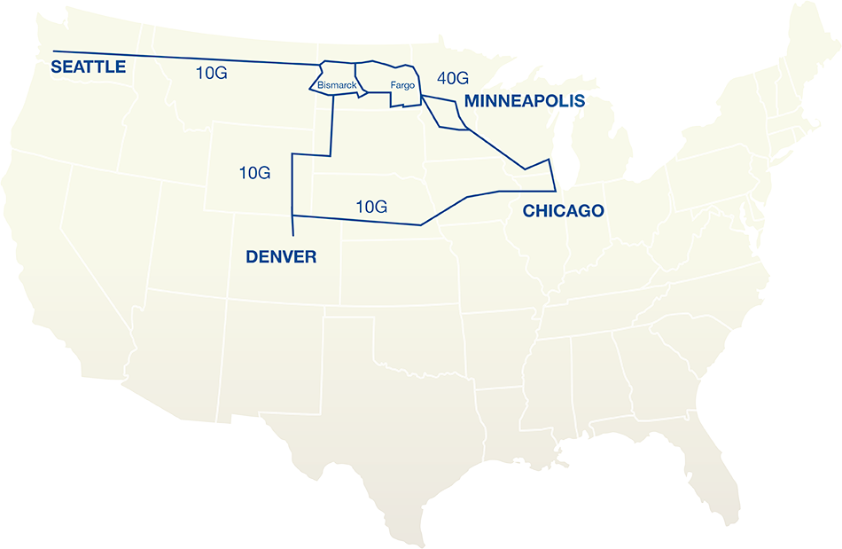 North Dakota's Most Complete Broadband Provider - Us Map Bismarck Seattle (950x619), Png Download