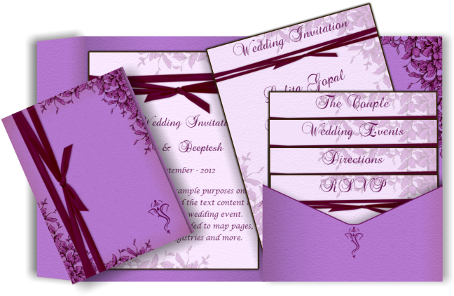 Multi Insert Pocket Fold Invitation - Wedding Invitation (670x447), Png Download