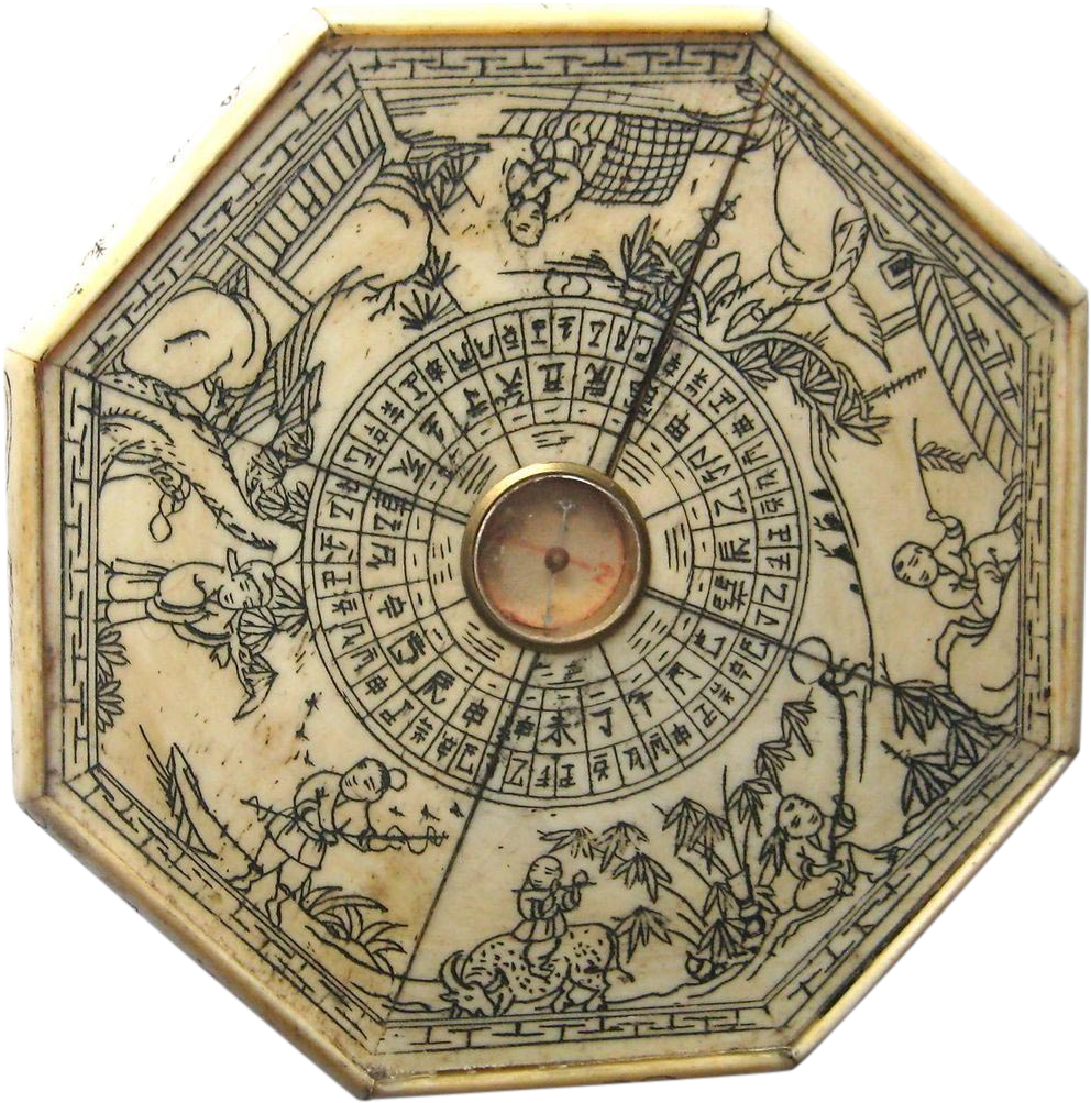 Early 20c Oxbone Feng Shui Compass - Old Map Globe (1002x1002), Png Download