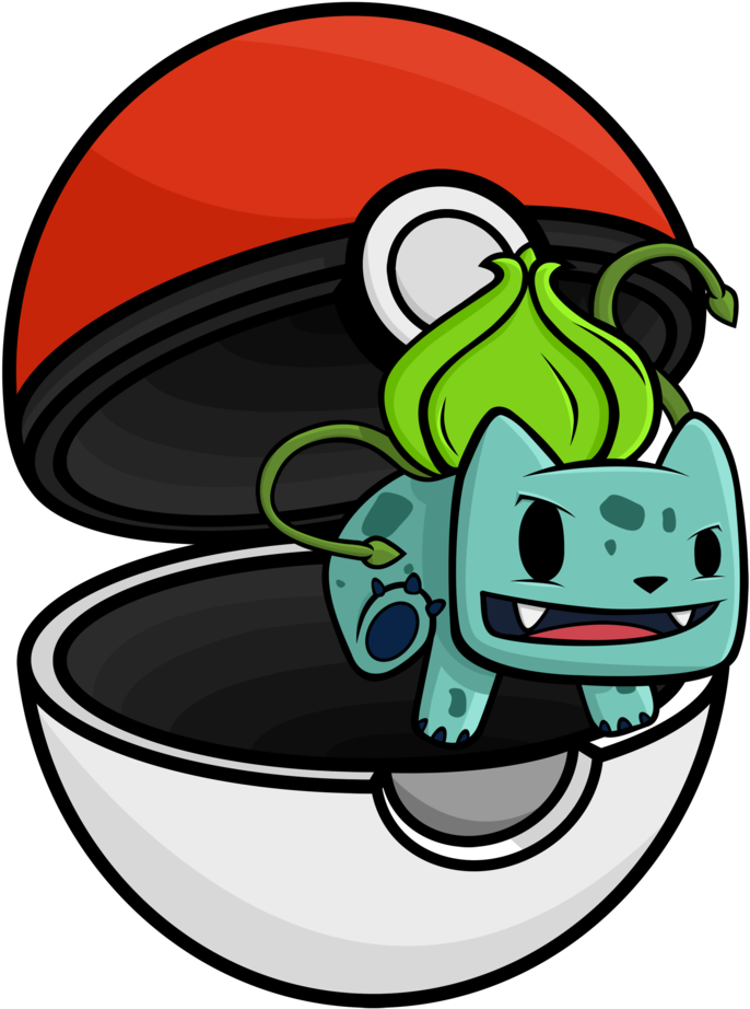 Bulbasaur's Pokeball - (1000x1000), Png Download