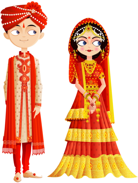 Personnages, Illustration, Individu, Personne, Gens - Indian Wedding Couple Vector (559x800), Png Download