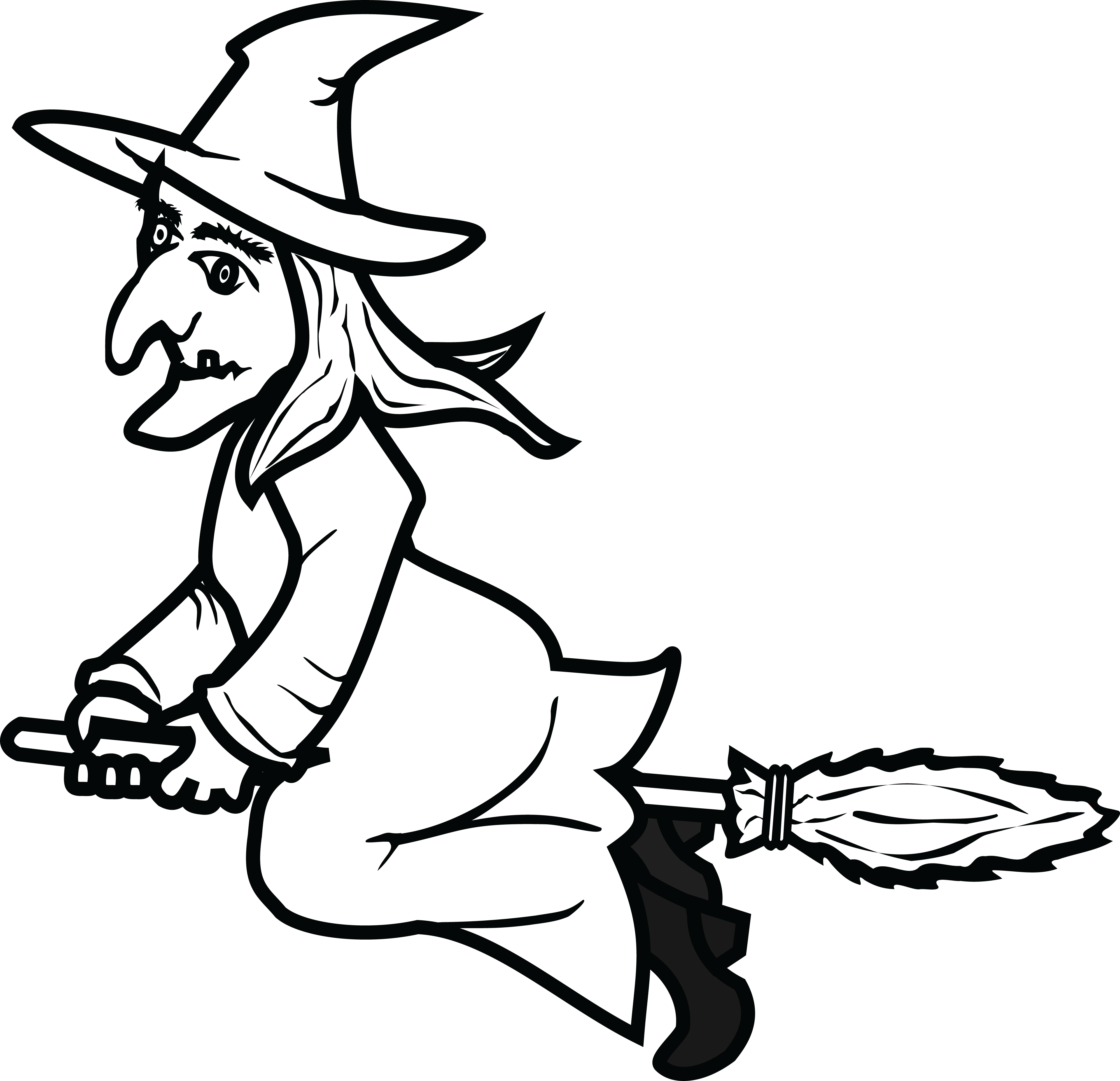 , , - Black And White Witch Clip Art (4000x3862), Png Download