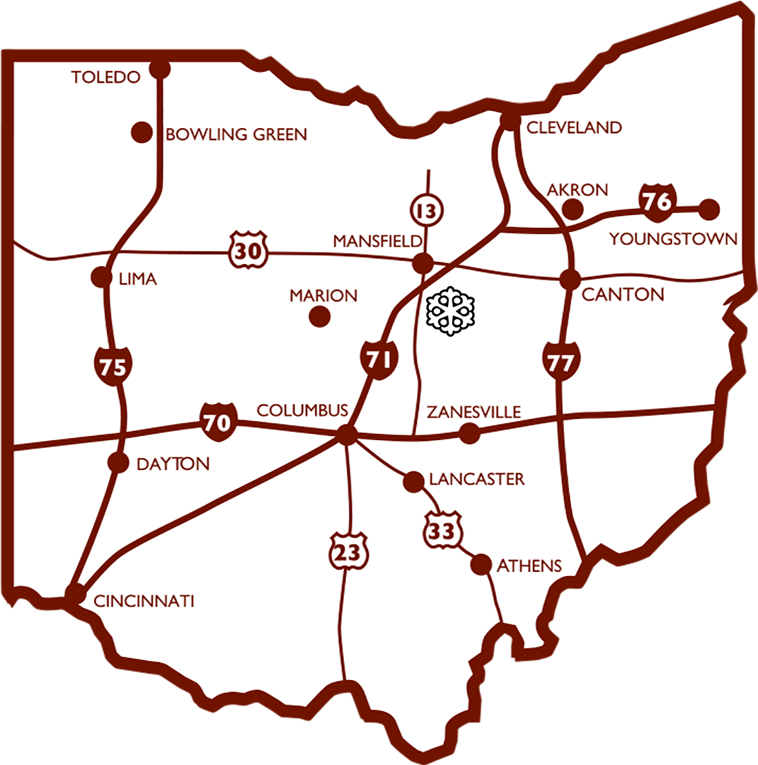 Snow Trails Location On Ohio Map - Ohio (1082x1080), Png Download