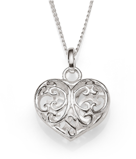 Sterling Silver Filigree Heart Pendant - Locket (350x350), Png Download