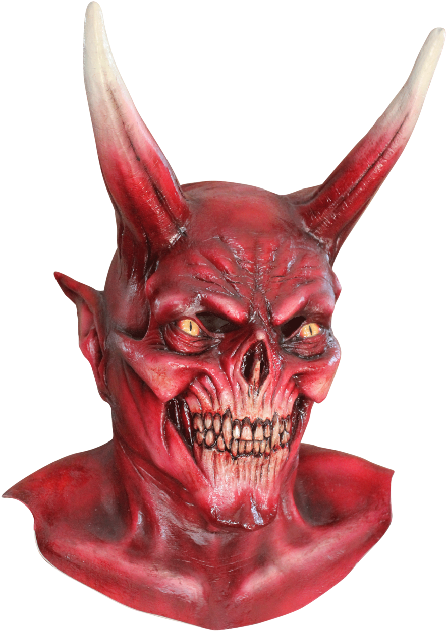The Red Devil Mask - Red Devil Halloween Mask (900x1274), Png Download