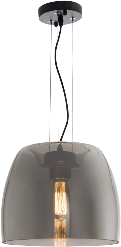 Metal Pendant With Smoke Colour Glass 1 X 60w / 11w - Pendant (800x800), Png Download