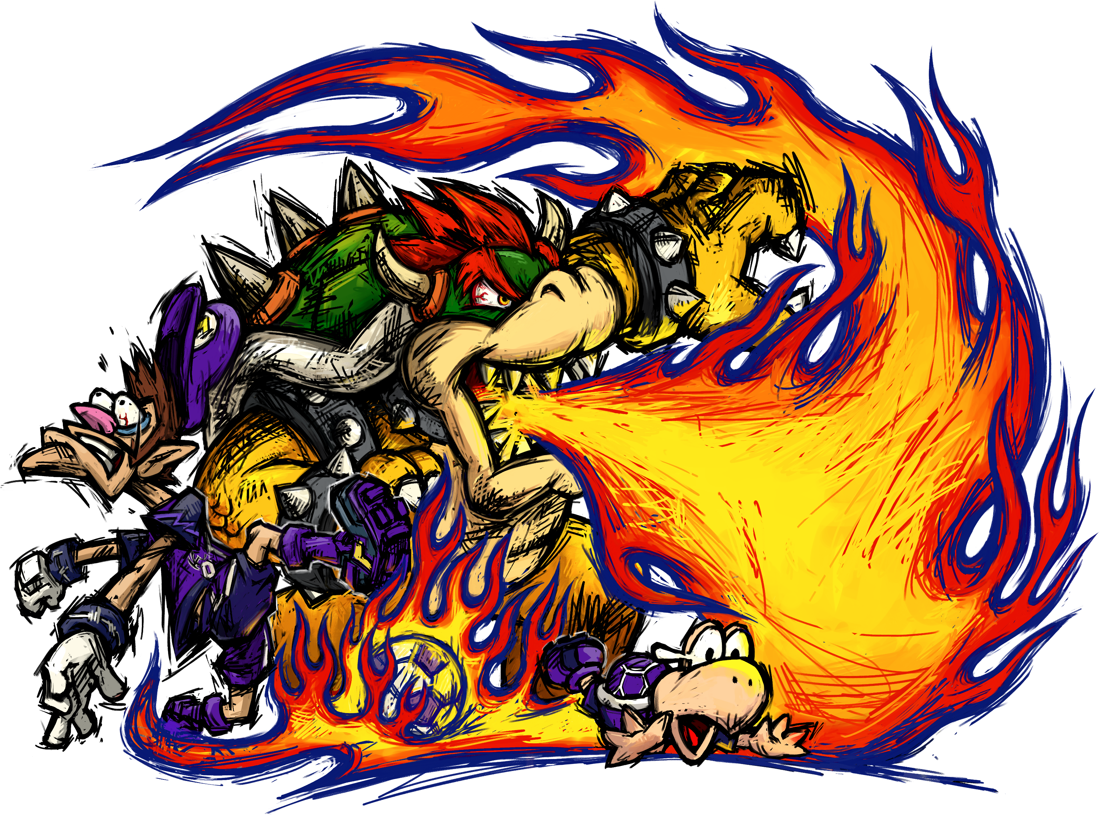 Mario Strikers Charged Super Mario Strikers, Super - Super Mario Strikers Art (3500x2590), Png Download