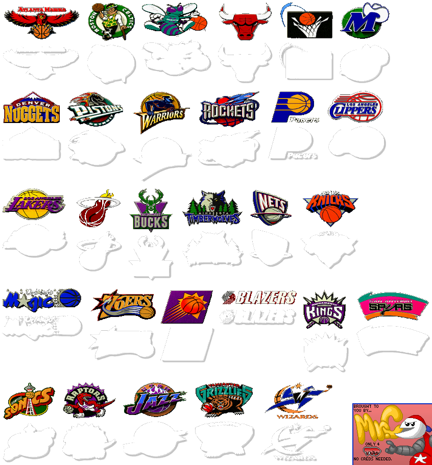 Click For Full Sized Image Team Logos - Nintendo Nba Team Logos (846x911), Png Download