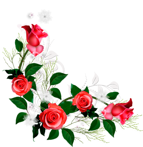 Red Flower Corner Png (487x500), Png Download