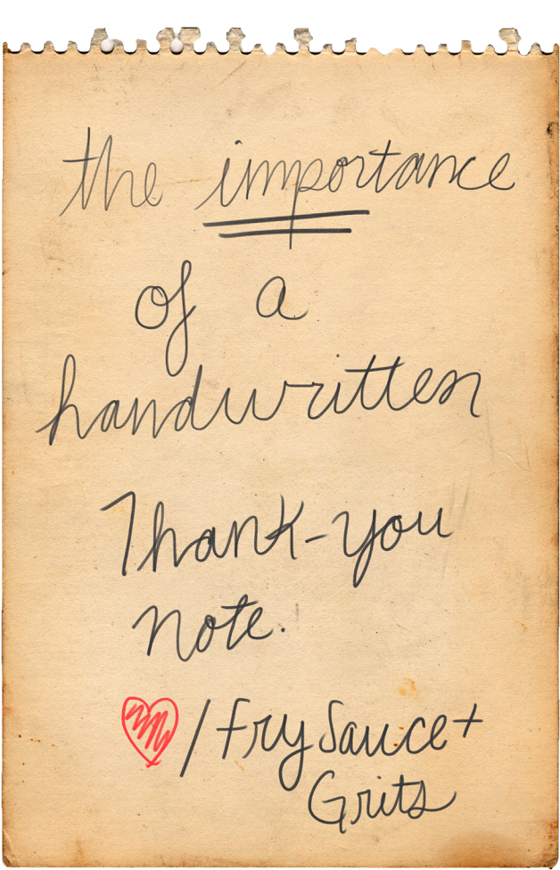 Thank You Note, Thank You, Fry Sauce & Grits - Handwriting (719x1024), Png Download