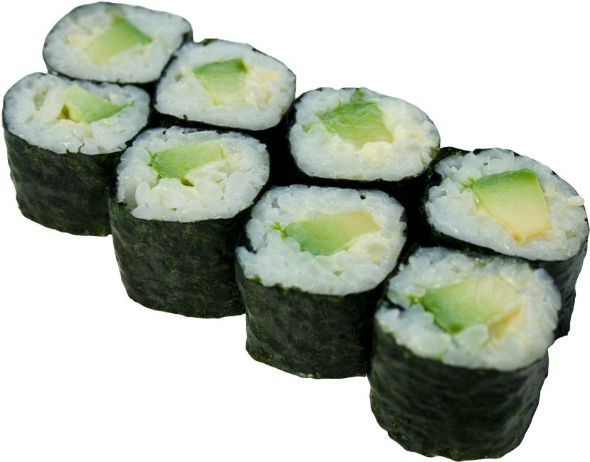 Avocado Roll Png Photos - Avocado And Cucumber Maki (878x701), Png Download