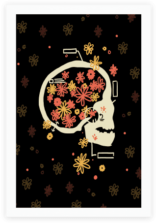 Terminal Daydream Flower Skull Poster - Terminal Daydream Flower Skull Tote Bag: Funny Tote (484x484), Png Download