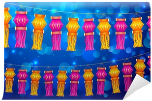 Vector Illustration Of Hanging Decoration Of Diwali - Canvas Print (400x400), Png Download