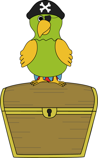 With Parrot Person On The First Day - Pirate Chest Clip Art (344x550), Png Download