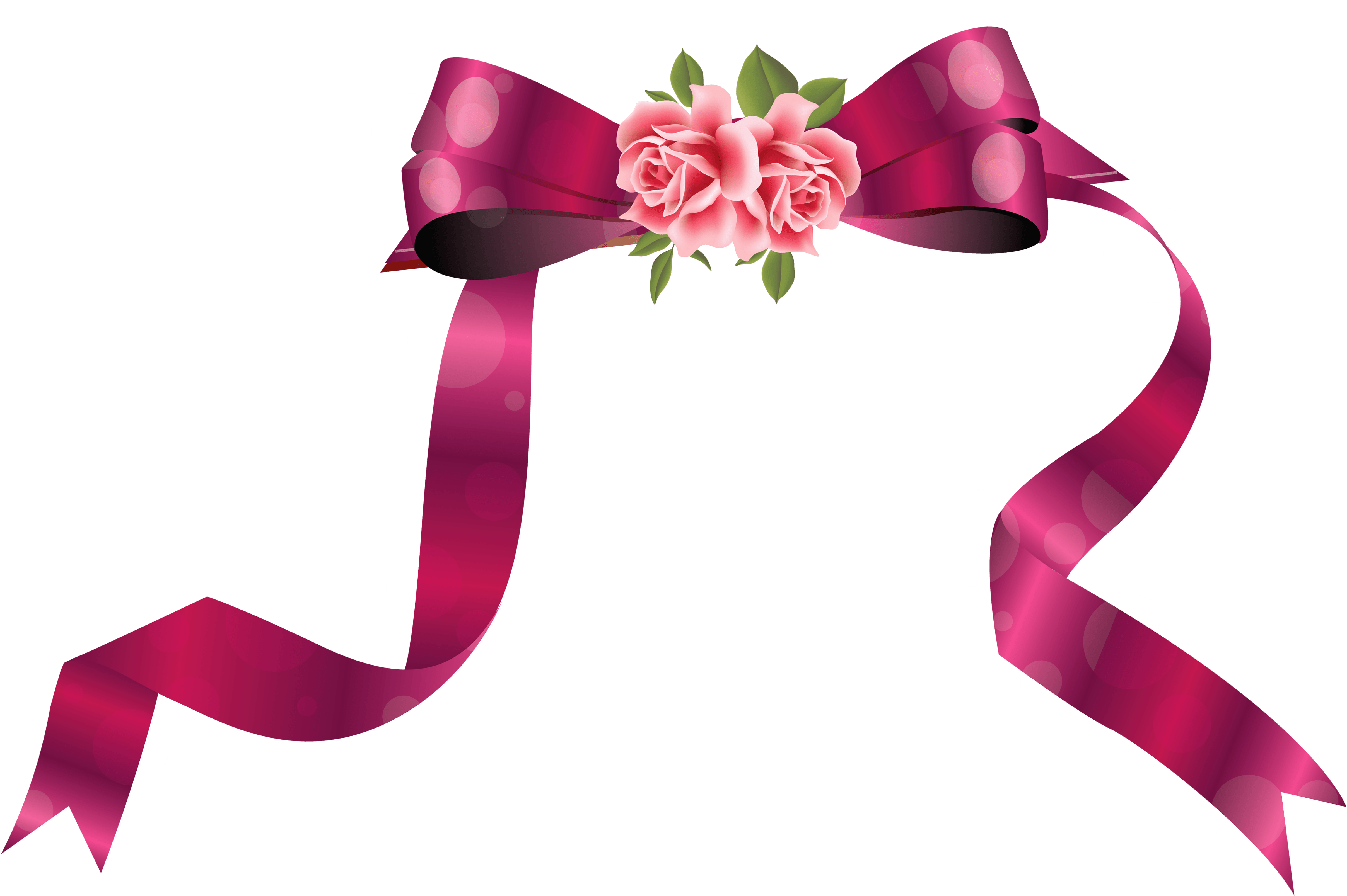 Decorative Ribbon With Roses Png Clipart Image - Laço De Fita Rosa Png (5000x3288), Png Download