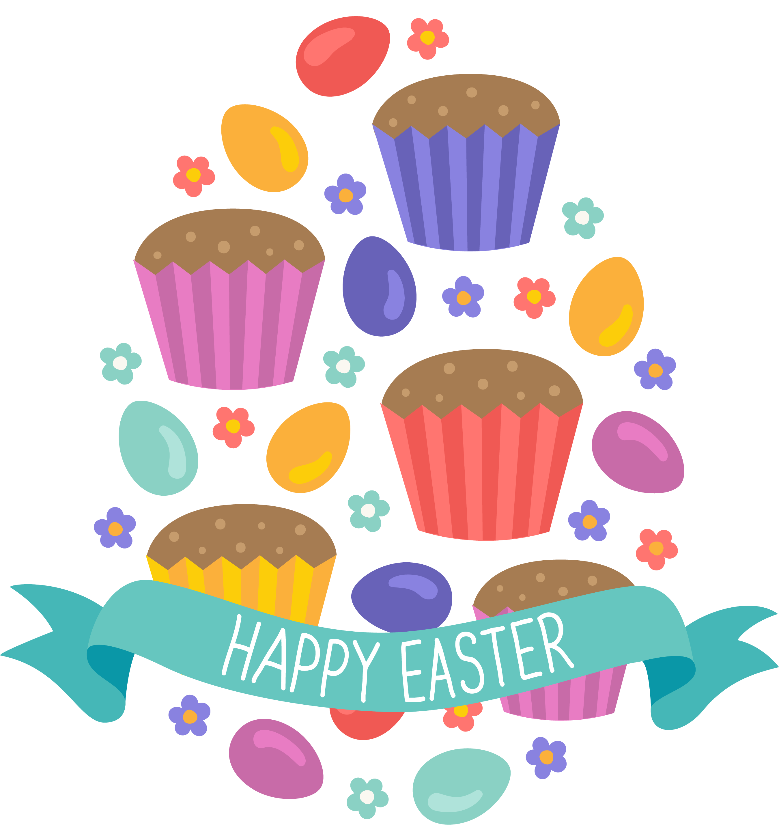 Easter Egg Cake Clip Art - Happy Easter Cupcake Clipart (3000x4200), Png Download