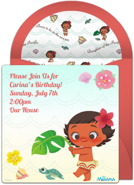 Baby Moana Online Invitation - Moana Born To Be In The Ocean Pattern Accessory Bag, (650x650), Png Download