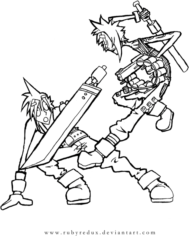 Skelter Helter Vs Cloud Strife By Rubyredux On Deviantart - Illustration (761x1049), Png Download