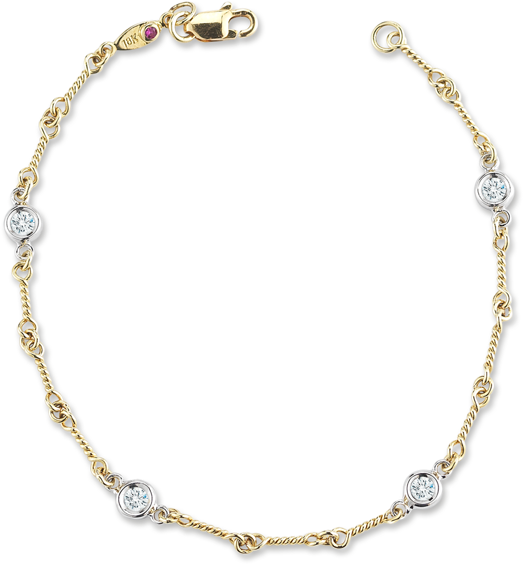 Dogbone Chain Bracelet With Diamond Stations - Bracelet (1600x1600), Png Download