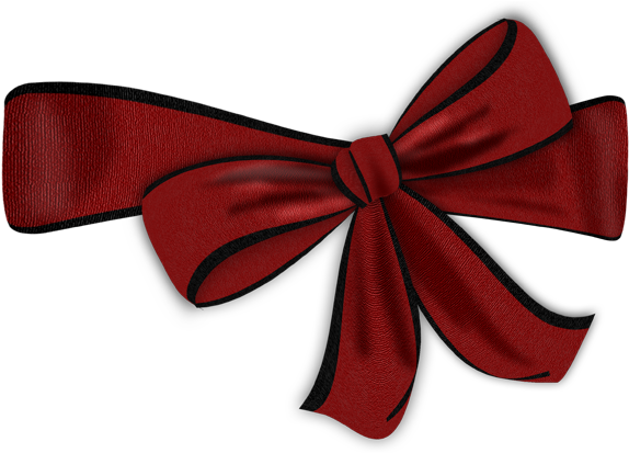 Red Bow With Black Edge Clipart - Dark Red Bow Clipart (600x412), Png Download