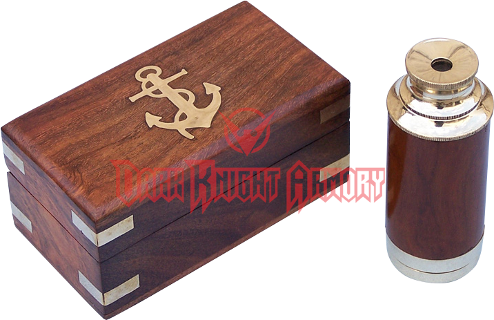 Hampton Nautical Scout's Brass/wood Spyglass Telescope (715x715), Png Download