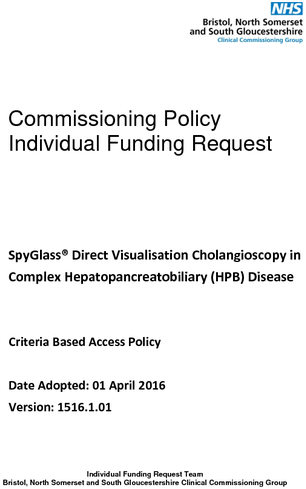 Policy For Spyglass® Direct Visualisation Cholangioscopy - Bristol (360x509), Png Download