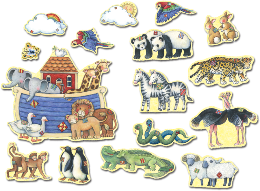 Tcr4451 Noah's Ark Bulletin Board From Susan Winget - Noahs Ark Animal Cut Out (900x900), Png Download