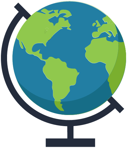 Globe - Earth Flat Design Png (413x480), Png Download