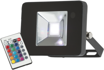 10w 230v Ip65 Rgb Led Black Die-cast Aluminium Floodlight - Ml Accessories 230v Ip65 10w Rgb Led Floodlight (black) (480x425), Png Download