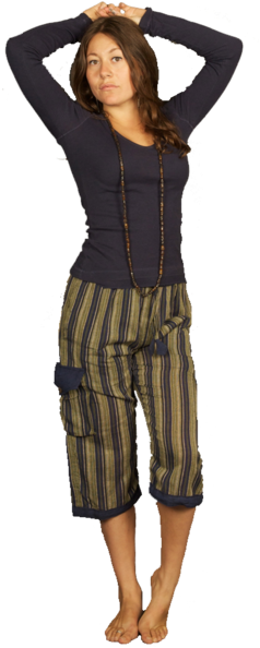 Striped 3/4 Lounge Pants - Girl (600x600), Png Download