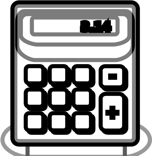 Calculator Clipart Black And White - Clip Art Black And White Calculator Icon (555x555), Png Download
