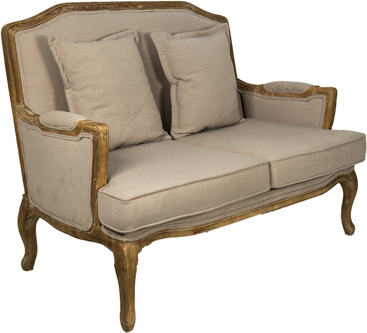 Louis Beige Linen Loveseat 2 (1000x780), Png Download