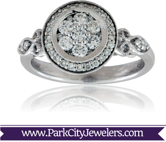 Diamond Engagement Ring - Peridot And Diamond Halo Ring (529x529), Png Download