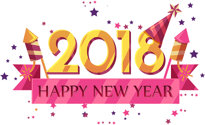 Happy New Year - 2018 新年 快樂 卡通 (700x436), Png Download