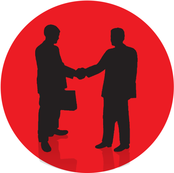 Welcome - Two People Hand Shake (618x600), Png Download