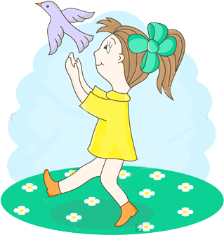 Little Girl Playing With Pigeon - Short Story (350x349), Png Download