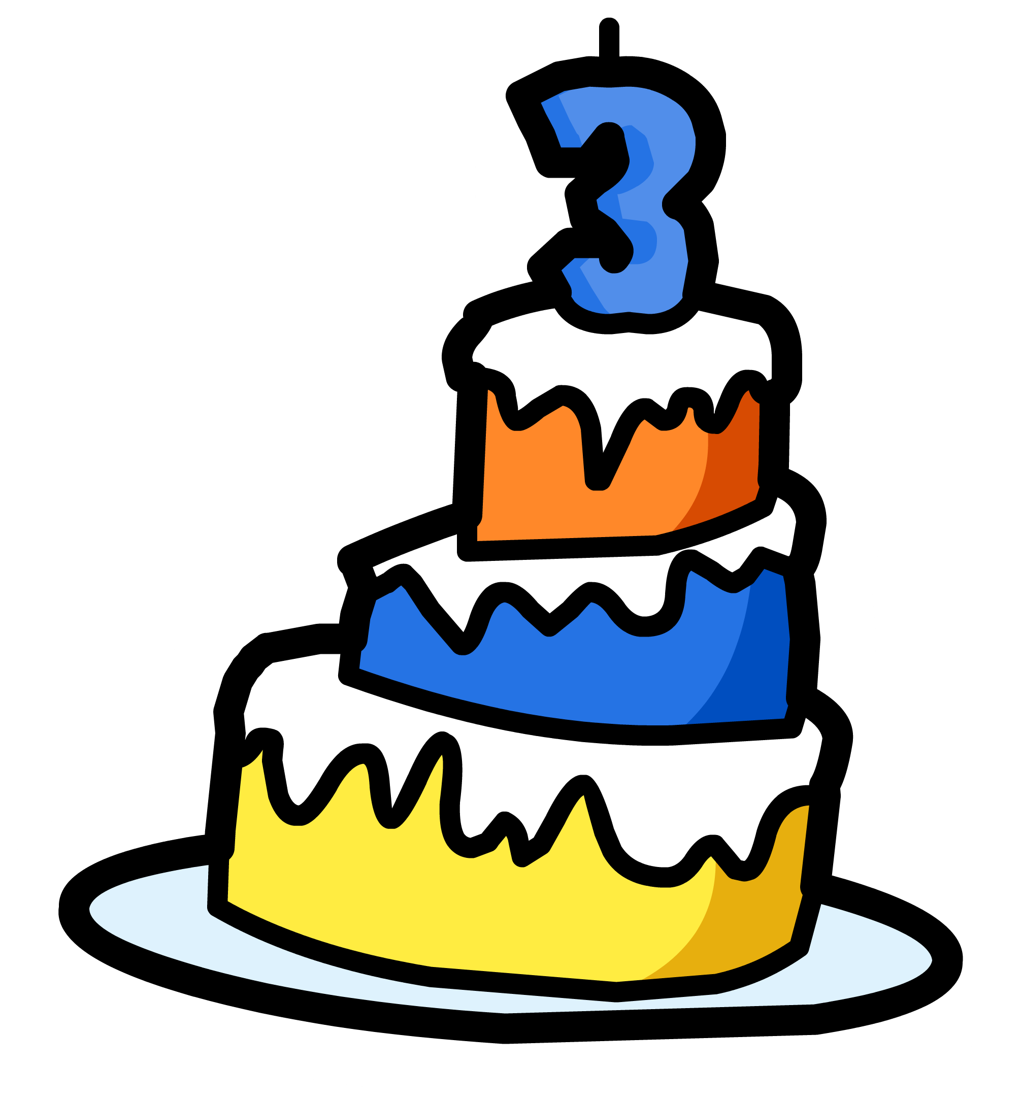 3rd Anniversary Cake Pin - Pins De Club Penguin (2011x2167), Png Download
