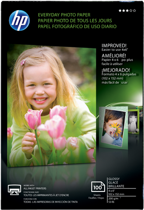 Hp Everyday Glossy Photo Paper-100 Sht/4 X 6 In - Hp Photo Paper (573x430), Png Download