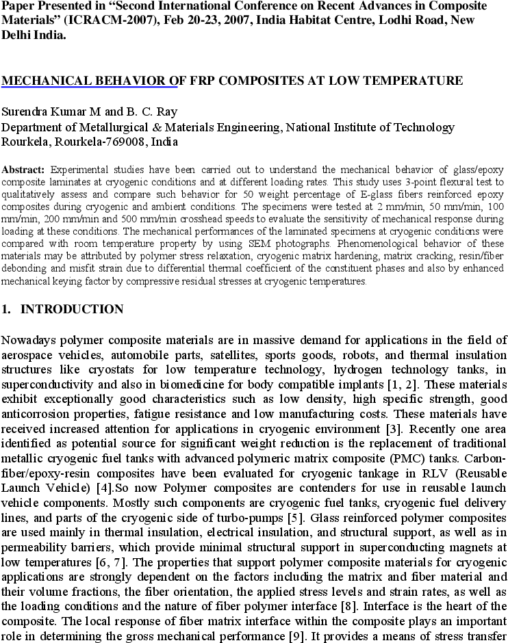 Mechanical Behaviour Of Frp Composites At Low Temperature - Marketing (1020x1320), Png Download