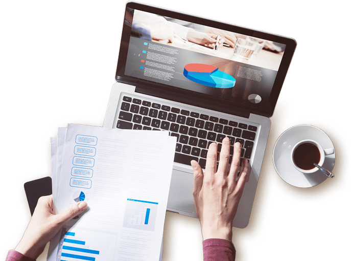 Using-laptop Leave A Comment - Laptop With Hand Png (687x510), Png Download