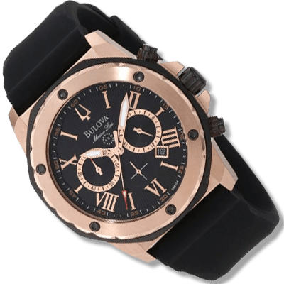 Bulova 98b104 Calendar Watch - Bulova Marine Star Rubber Men's Watch 98b104 (400x400), Png Download