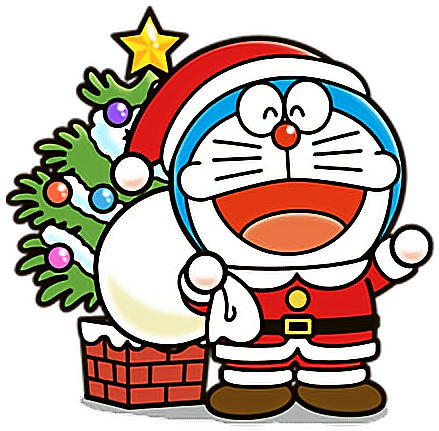Doraemon Merrychristmas Christmas Santaclaus Chirstmas - Drawing Of Christmas Doraemon (504x466), Png Download