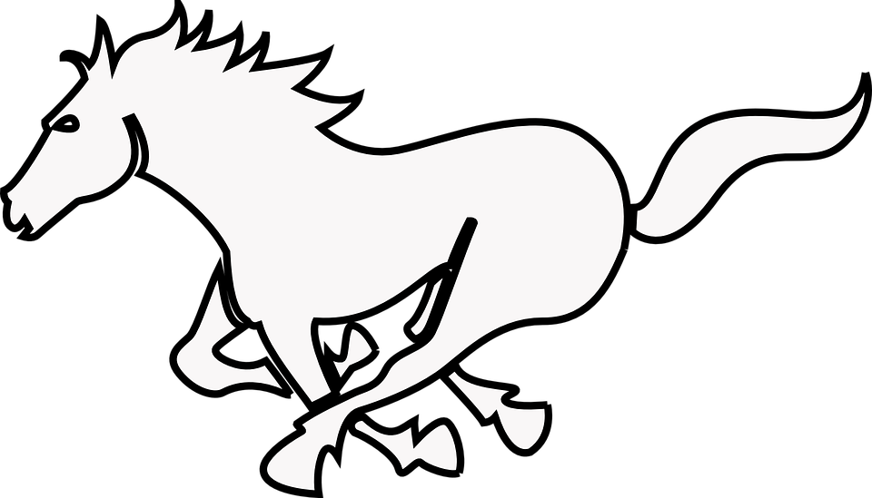 Stallion Clipart Horse Outline - Outline Of A Horse Running (960x549), Png Download